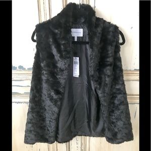 BCBG BLACK FUR LIKE VEST NWT